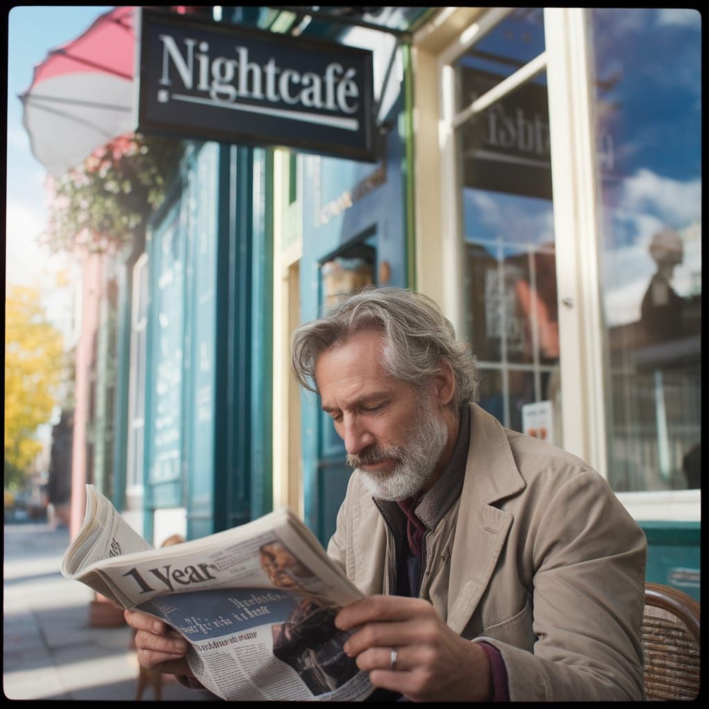 Geologist at Nightcafé: A Cinematic Film Still