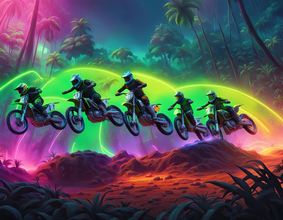 Dirt Bikes Race on Mystical Jungle Track