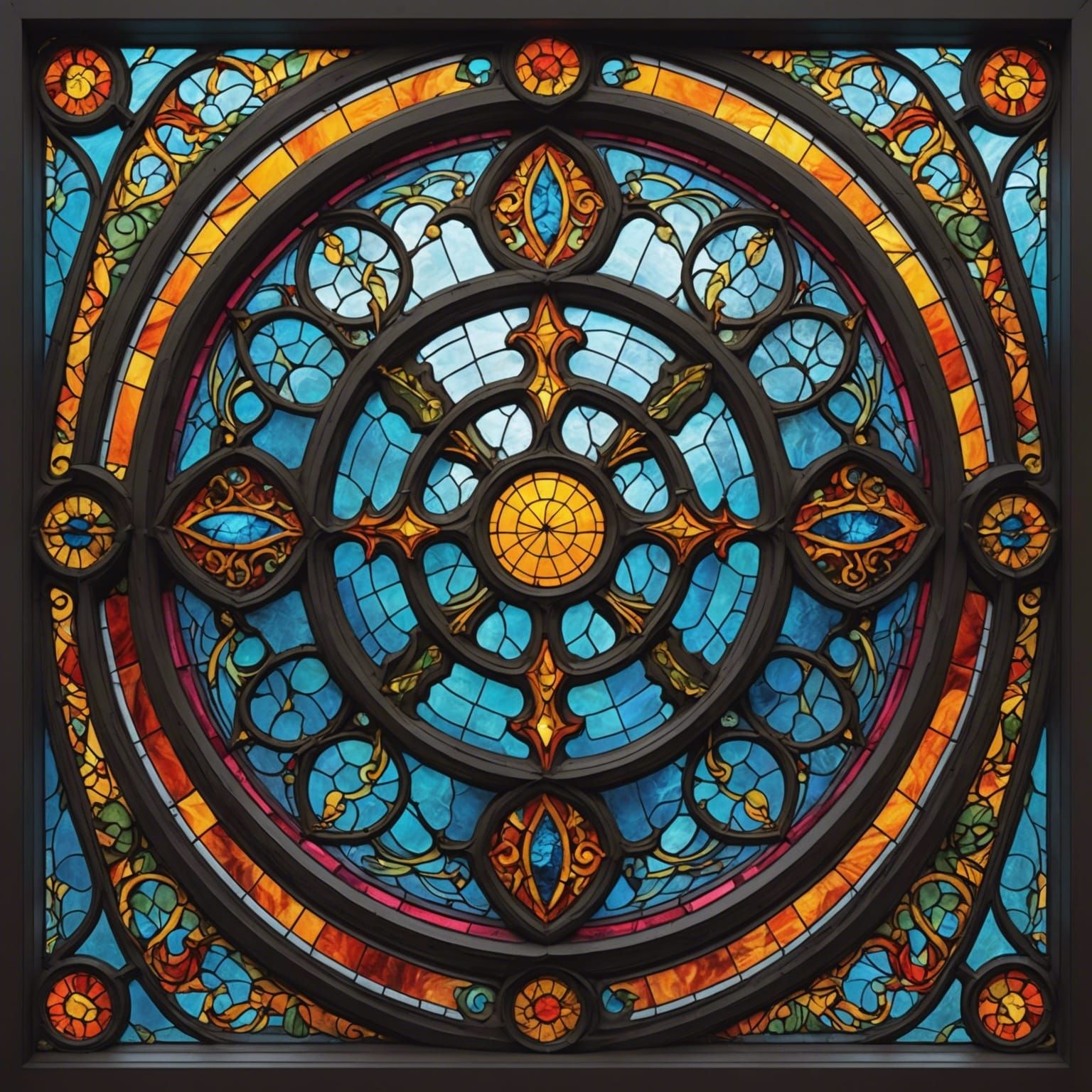 Surreal Stained Glass Windows in a Gothic Style