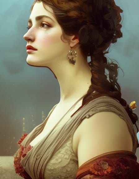 Victorian Woman Portrait in Monaco, Hyperdetailed Lighting