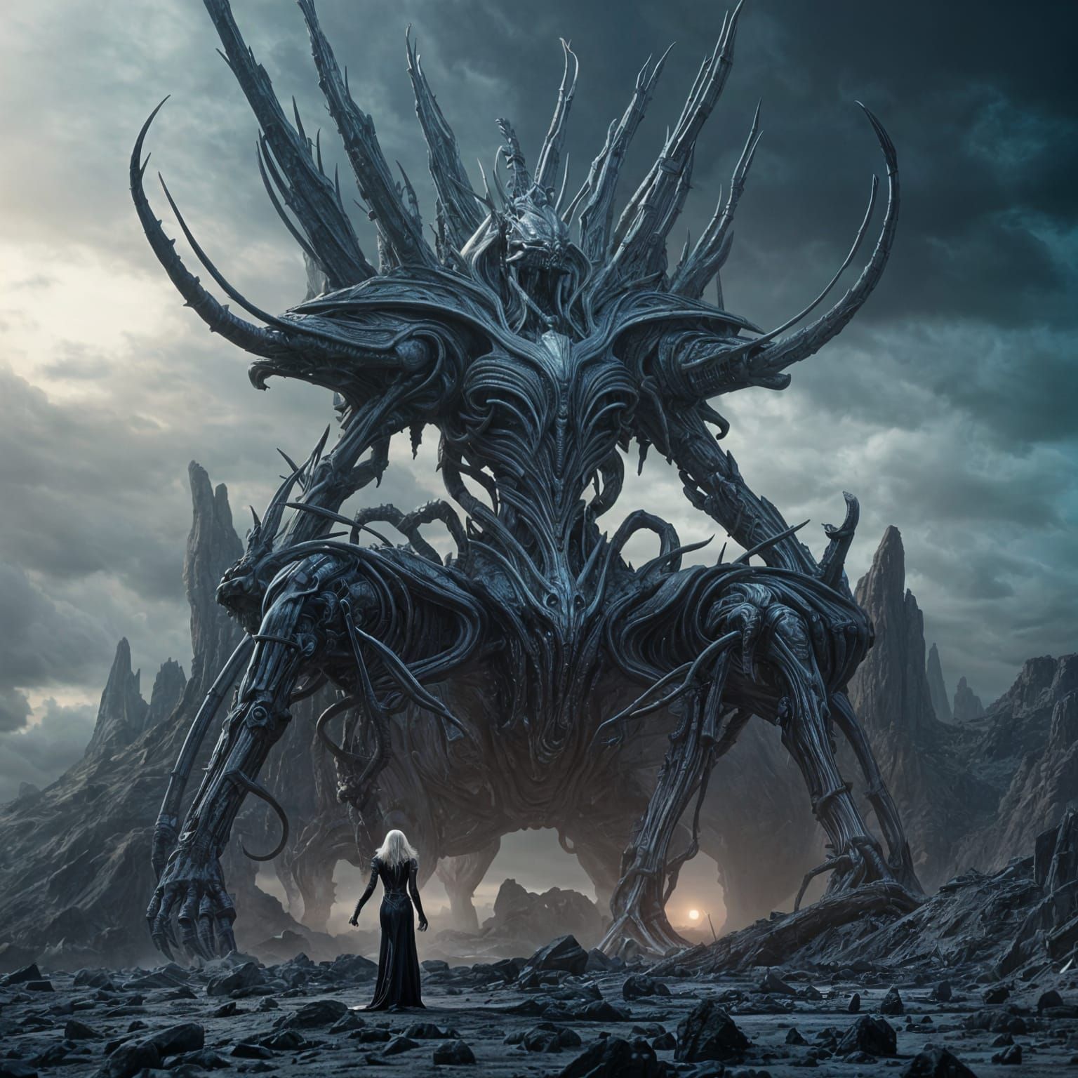 Epic Alien Queen on Biomechanoid Throne