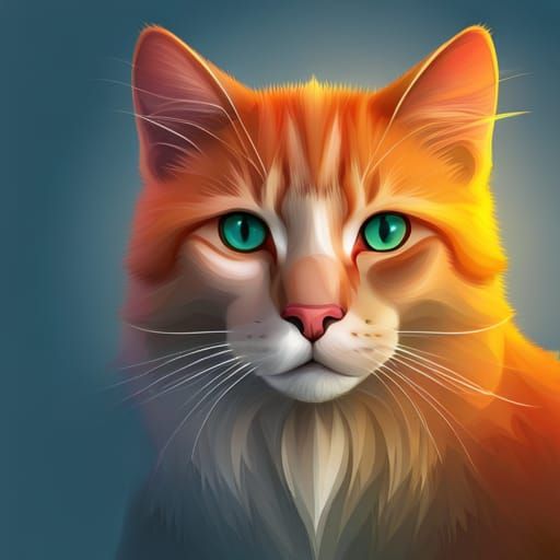 Orange Cat with Abstract Fractal Design in 8K