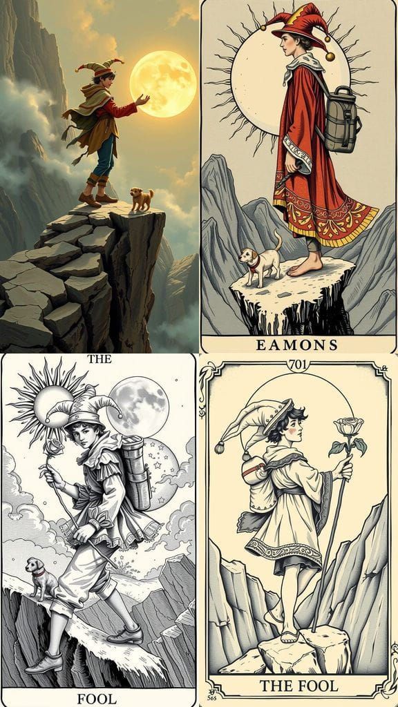 Intricate Tarot Card Engraving of the Fool in Gustave Doré S...