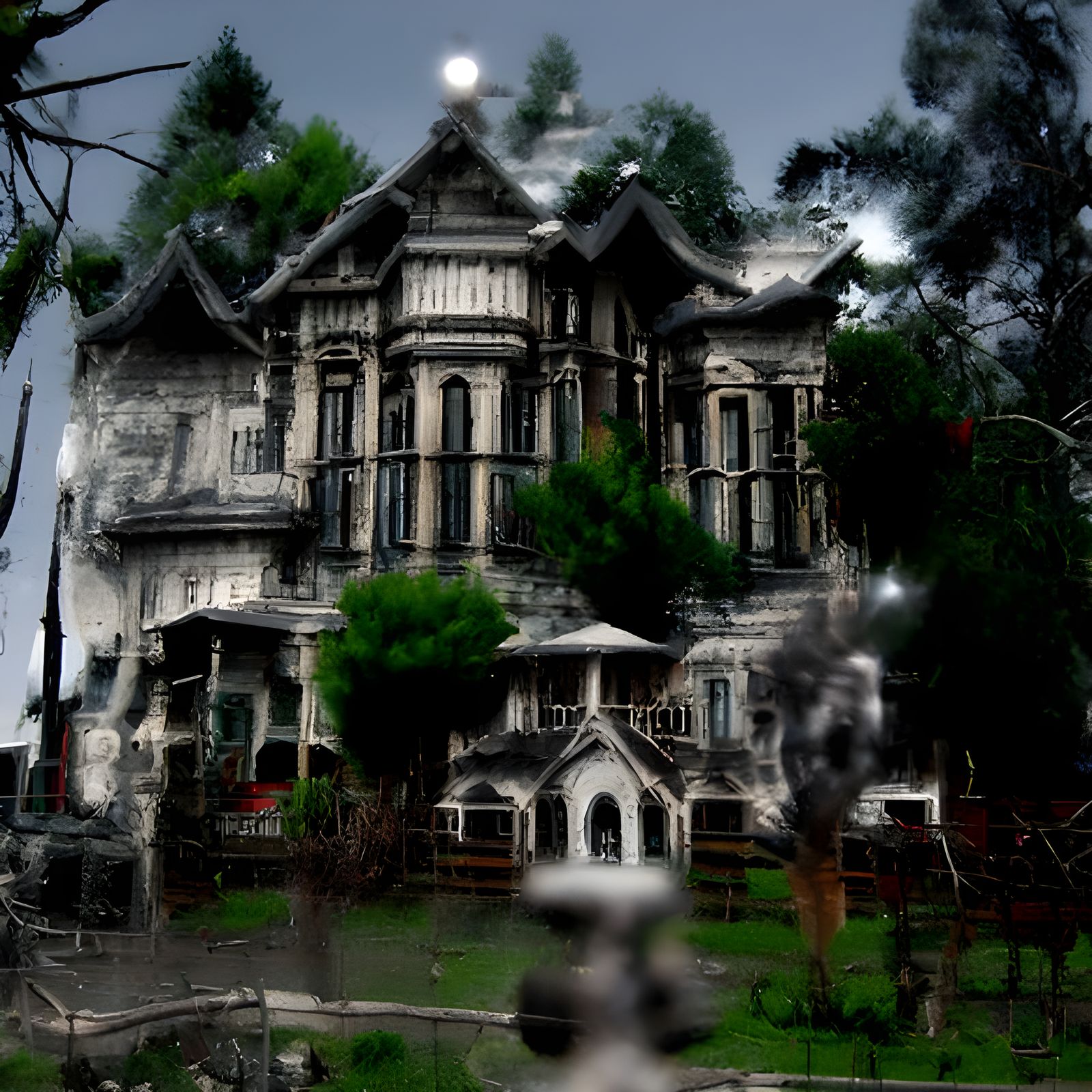 Haunted Victorian House in Horror Movie Style