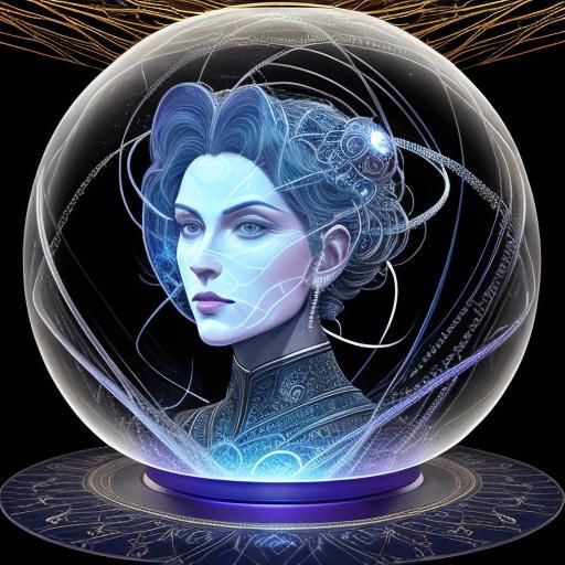 Art Nouveau Space Heroine Portrait in Bubble Helmet