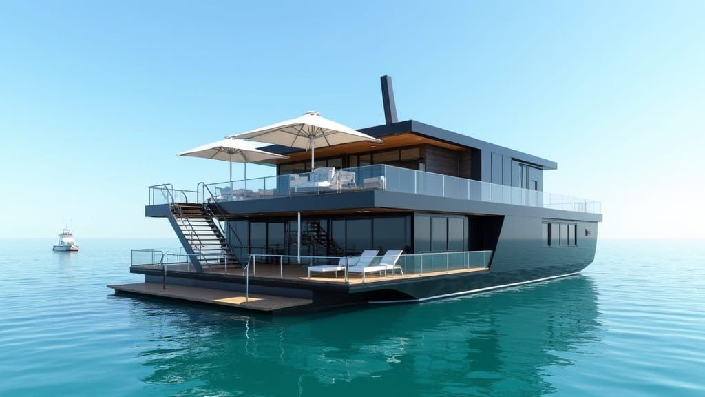 Luxury Houseboat Moored in Turquoise Waters