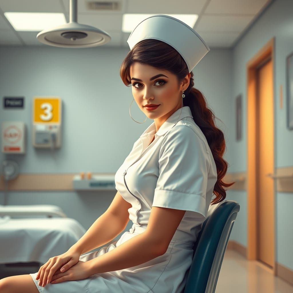 Stunning Hospital Nurse in Art Nouveau Style
