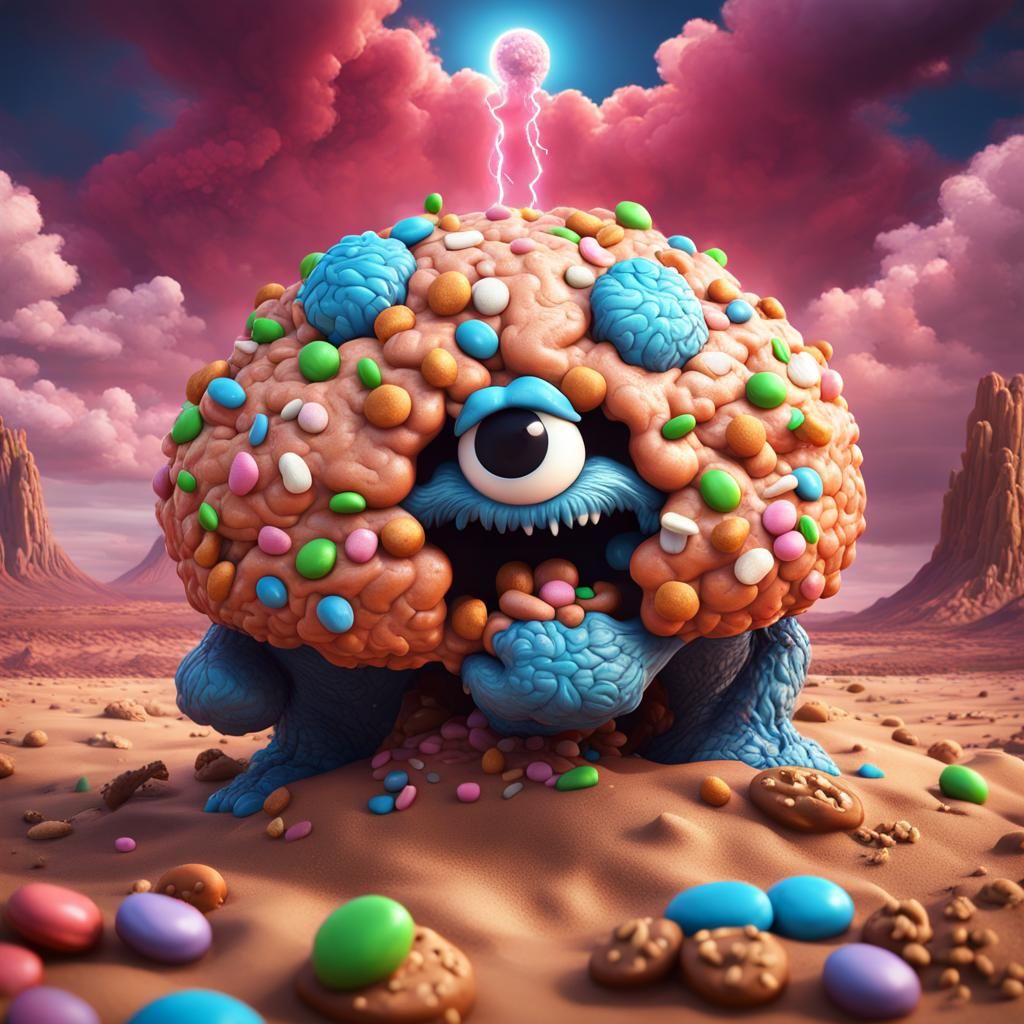 Candy Nuclear Brain in Desert, Detailed Matte Painting