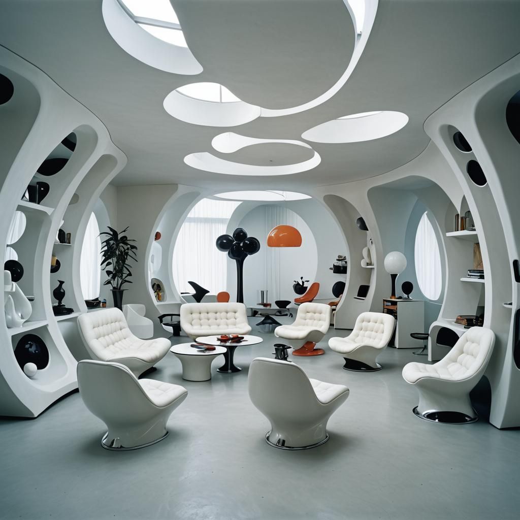 Futuristic 1970s Living Room Design