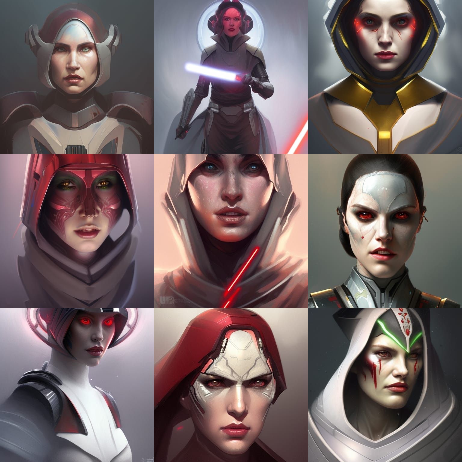 Female Sith Inquisitor Portrait in Hyperdetailed Style