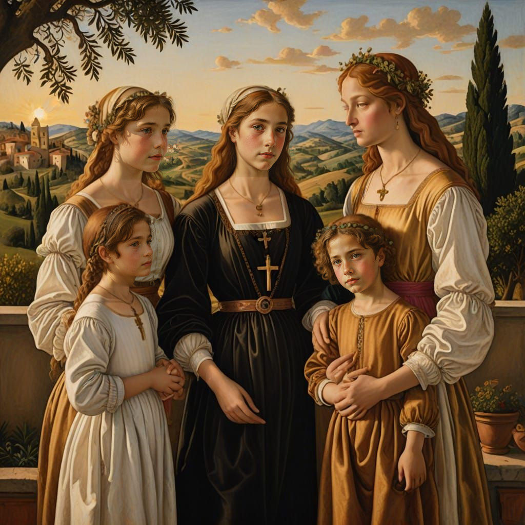 Three Italian Children Standing Together