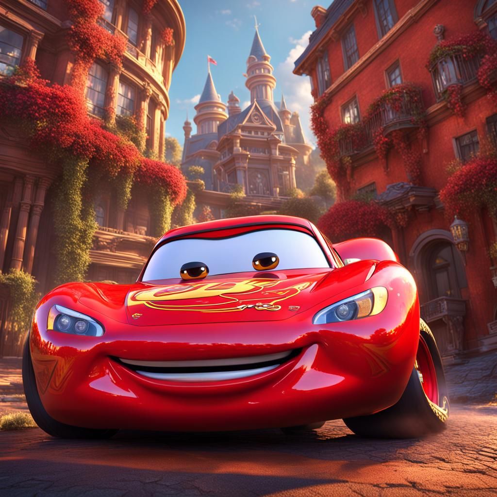 Lightning McQueen Poster Art in Detailed Matte Style