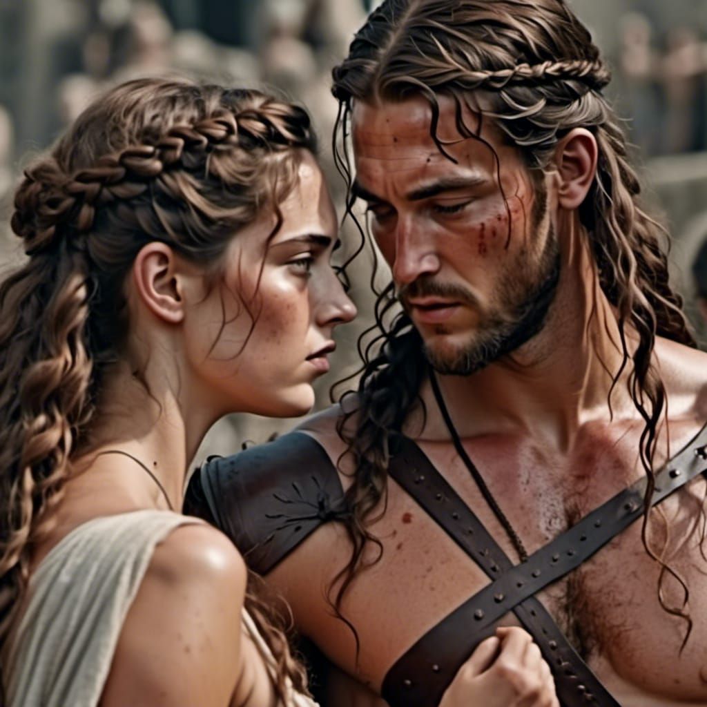 Dionysus and Ariadne in Hyperrealistic Battlefield