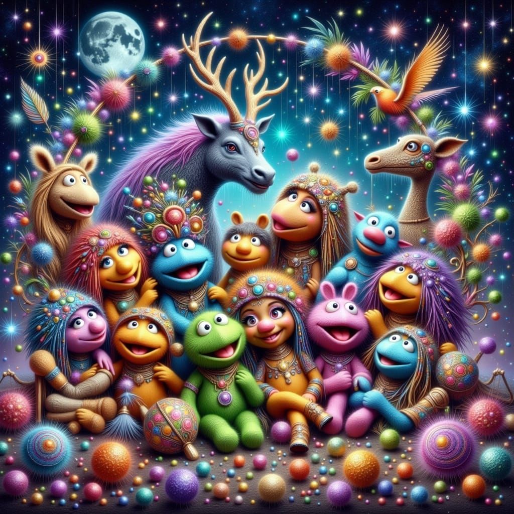 Jim Henson's Whimsical Zodiac Creatures in Impasto Style