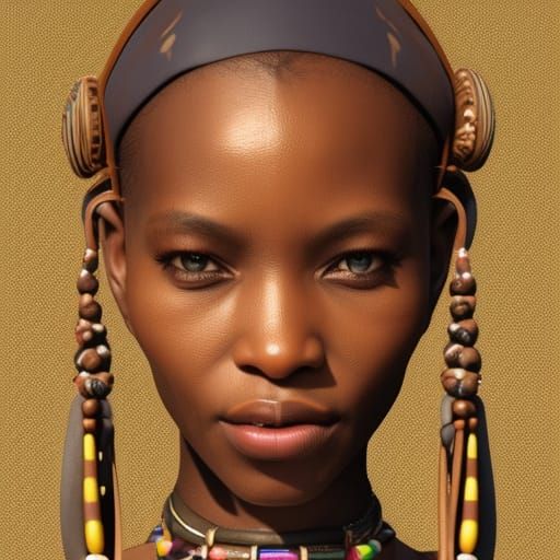 Beautiful African Woman Portrait in Oil Painting Style