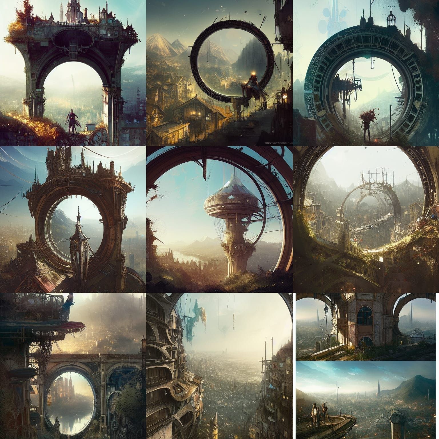 Futuristic City View Through Metal Archway