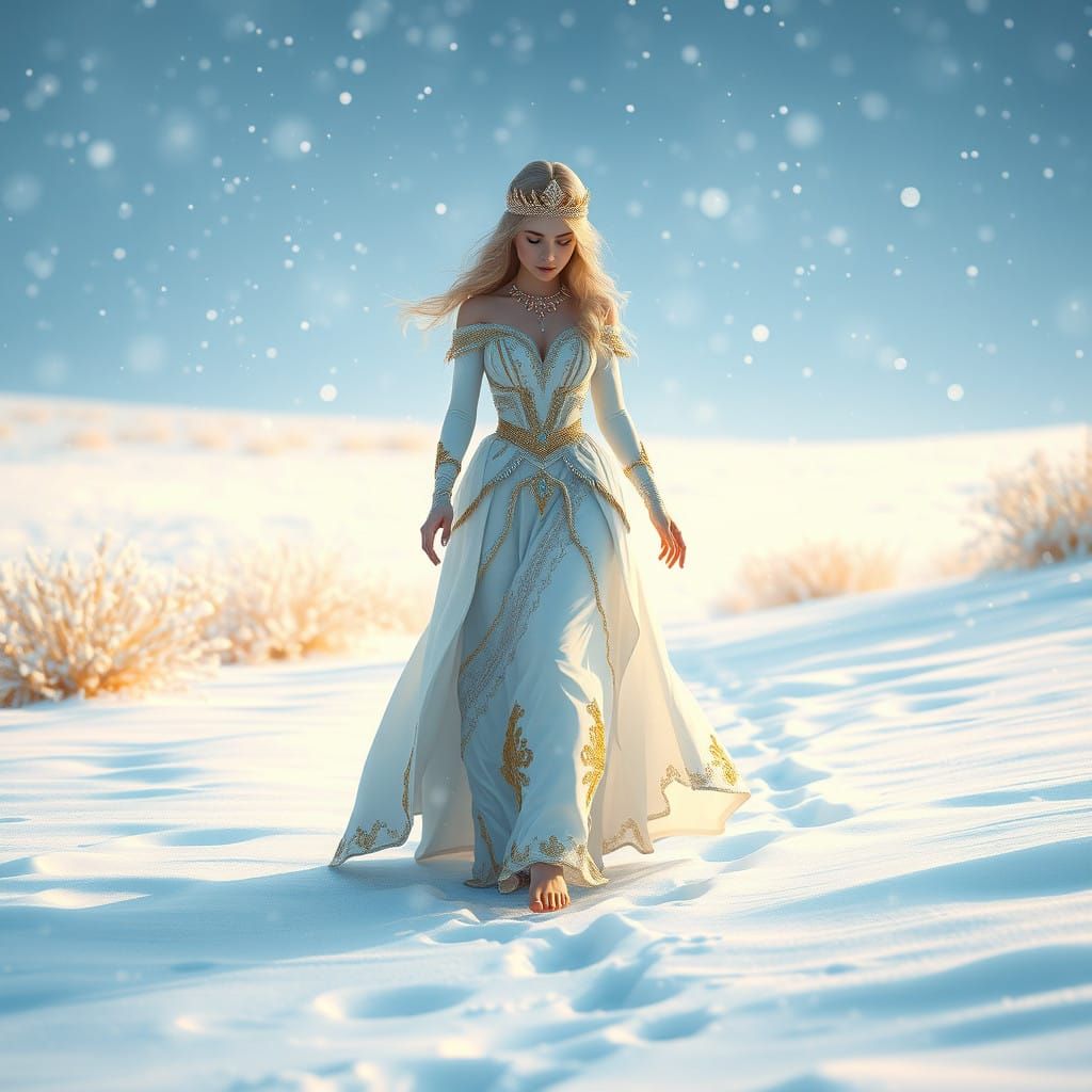 Snow Princess in Whimsical Winter Wonderland