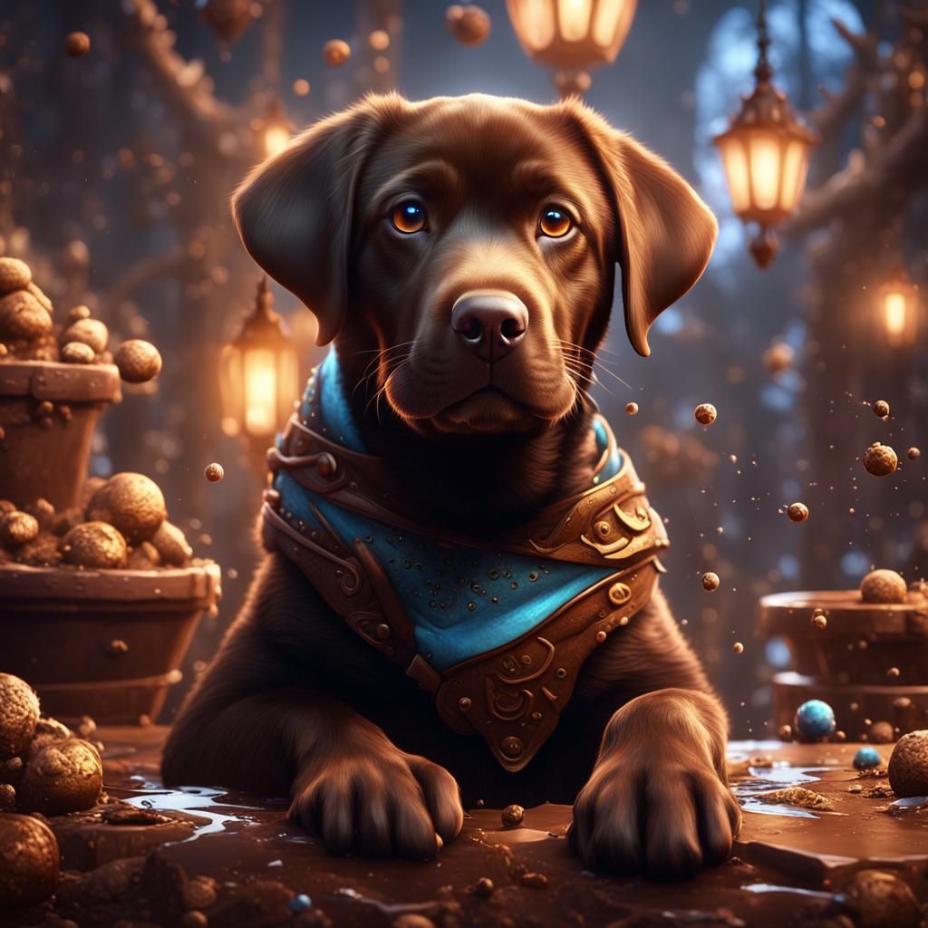 Cute Chocolate Lab Fantasy Concept Art