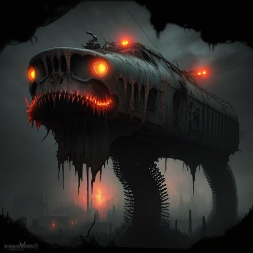 Biomechanical Shark Police Car Hybrid in Industrial Macabre ...