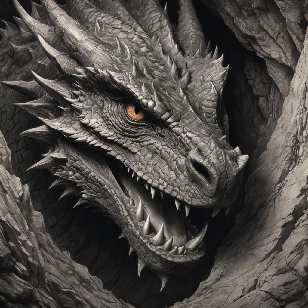 Smaug Draws a Self-Portrait: Charcoal Dragon Art