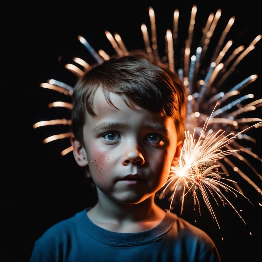 Childhood Spark: A Close Portrait of Fireworks