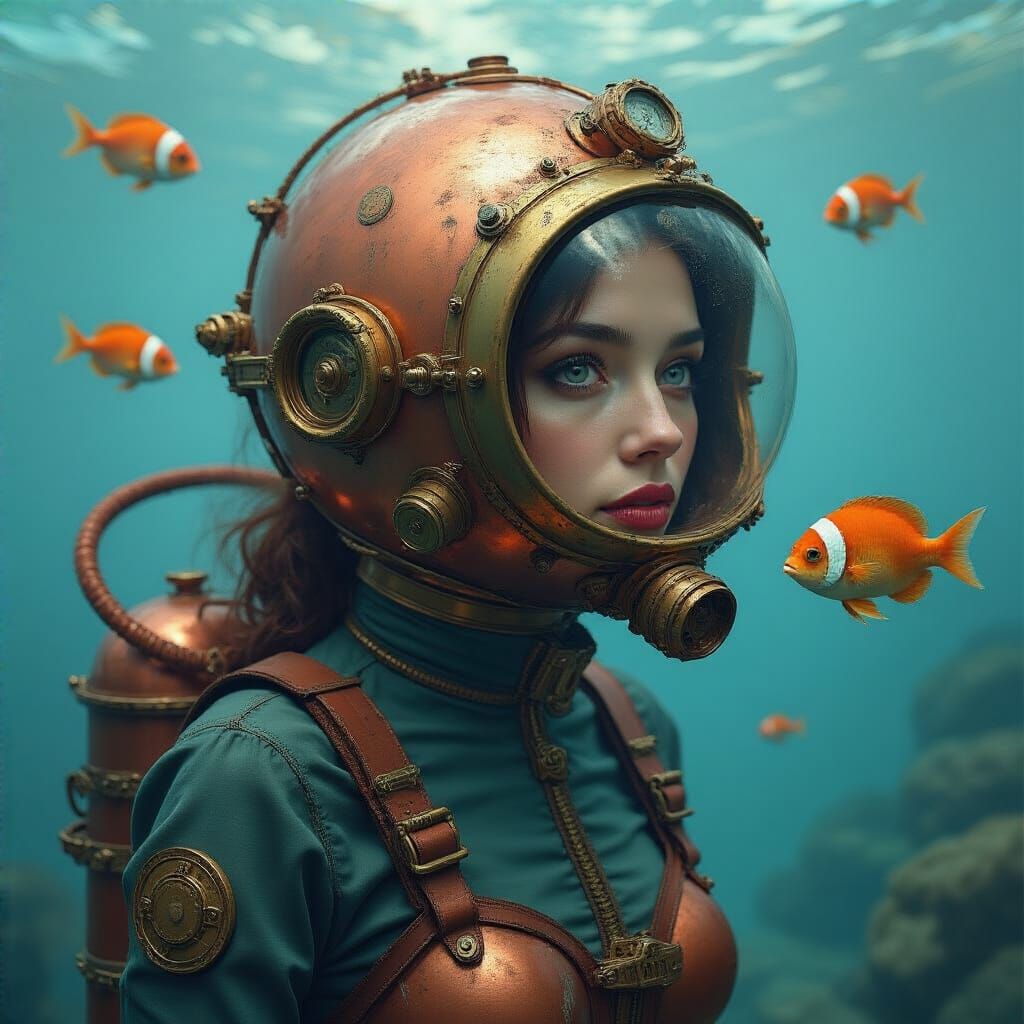 Steampunk Diving Belle in a Photorealistic Style