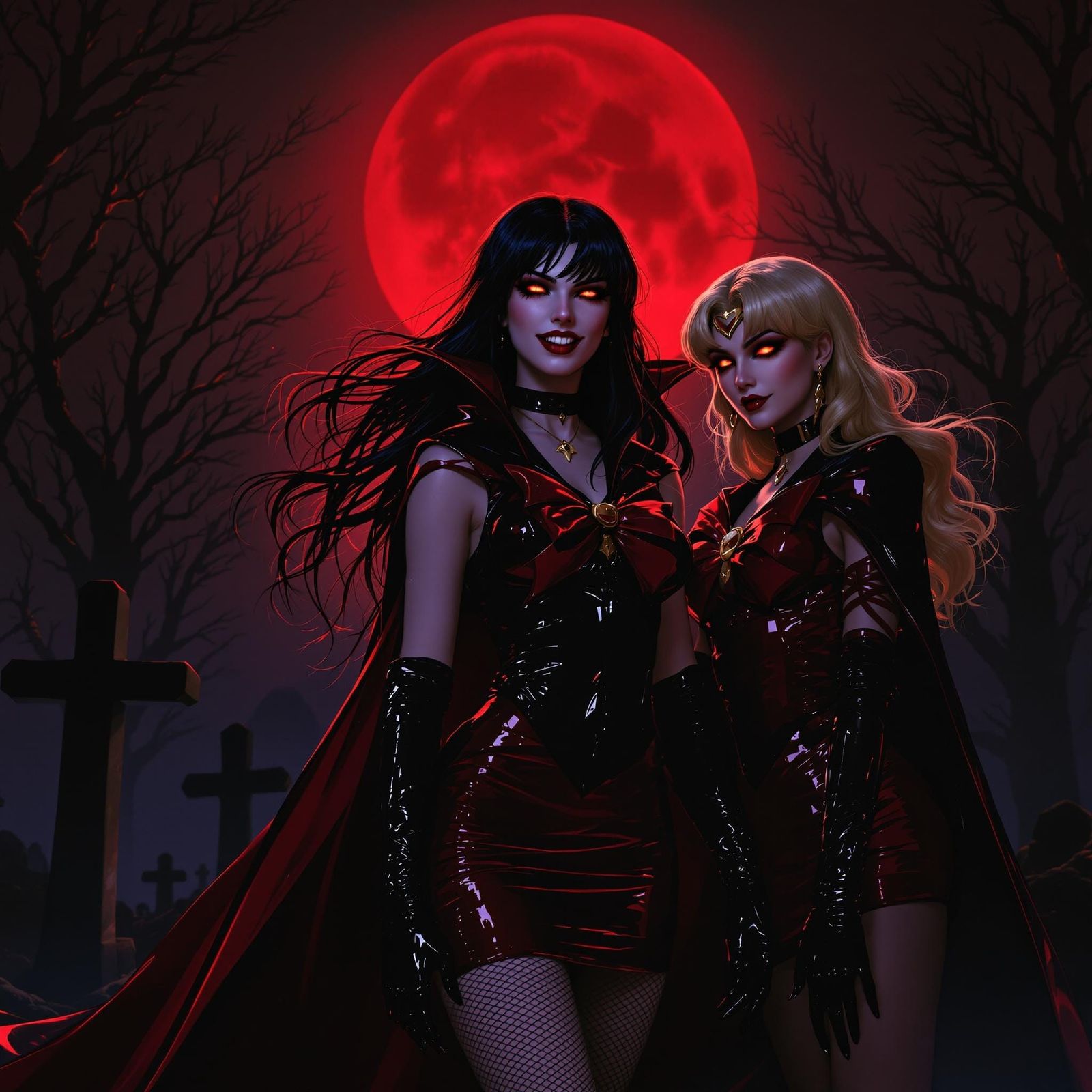 Vampire Sailor Mars Smiles in the Graveyard