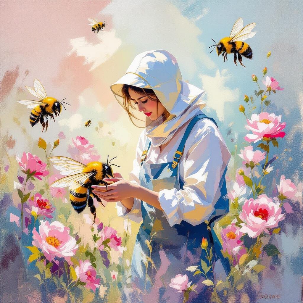 Bee Keeper in Impressionistic Meta-Modern Style