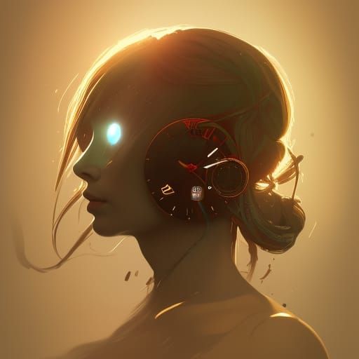 Confused Clock-Faced Man Portrait in Hyperdetailed Style