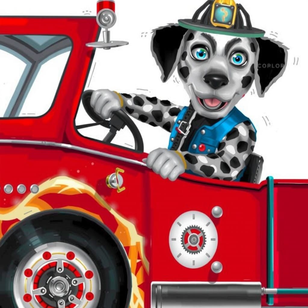 Dalmatian Firefighter in Dynamic Flames