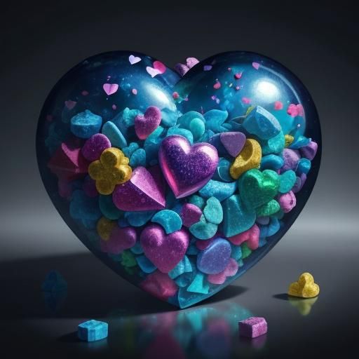 Delightful Crystal Heart in Candy Art Style