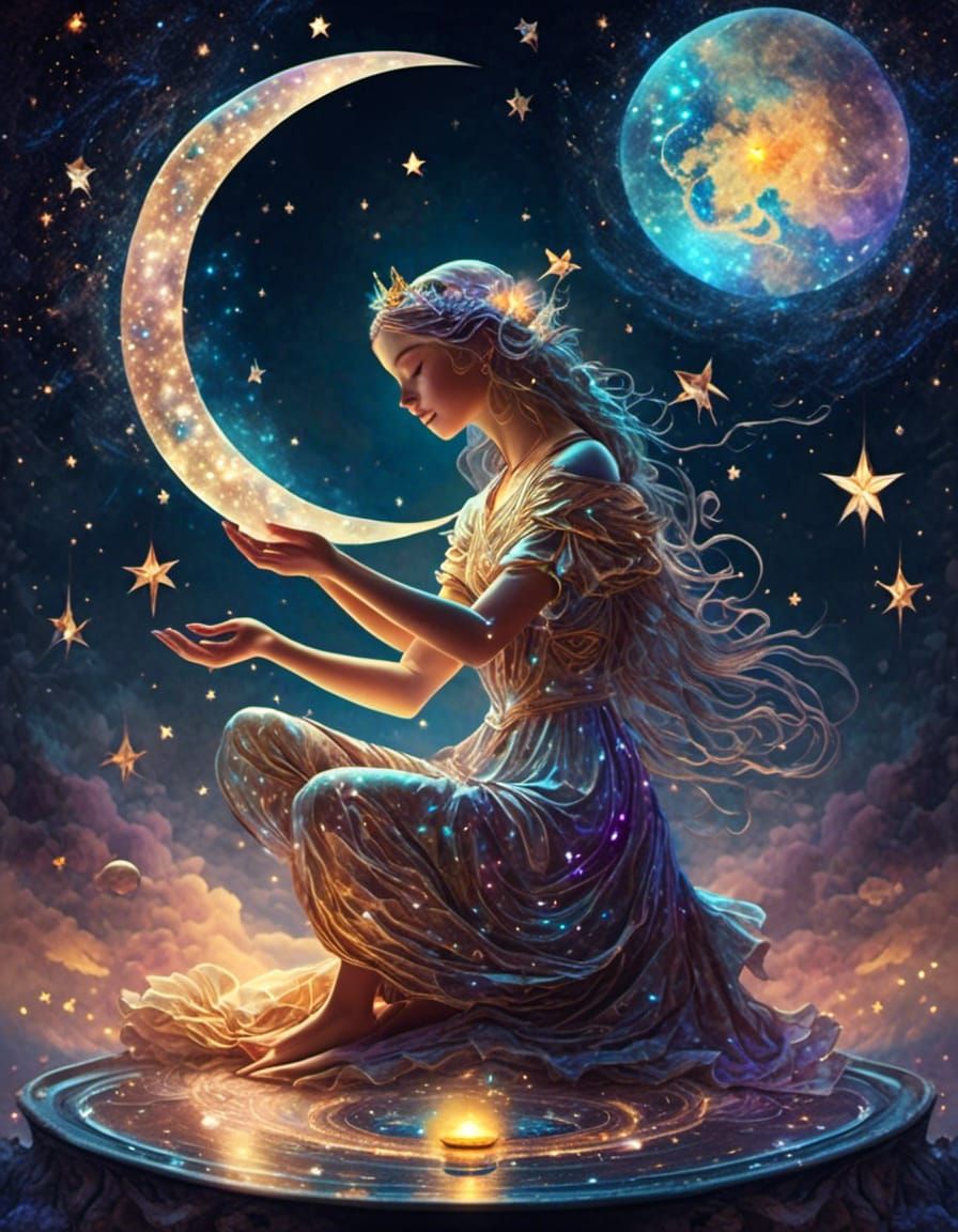 Young Alchemist Controls Universe in Astral Illustration