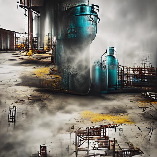 Abandoned Chemical Plant Concept Art in Hyperrealism