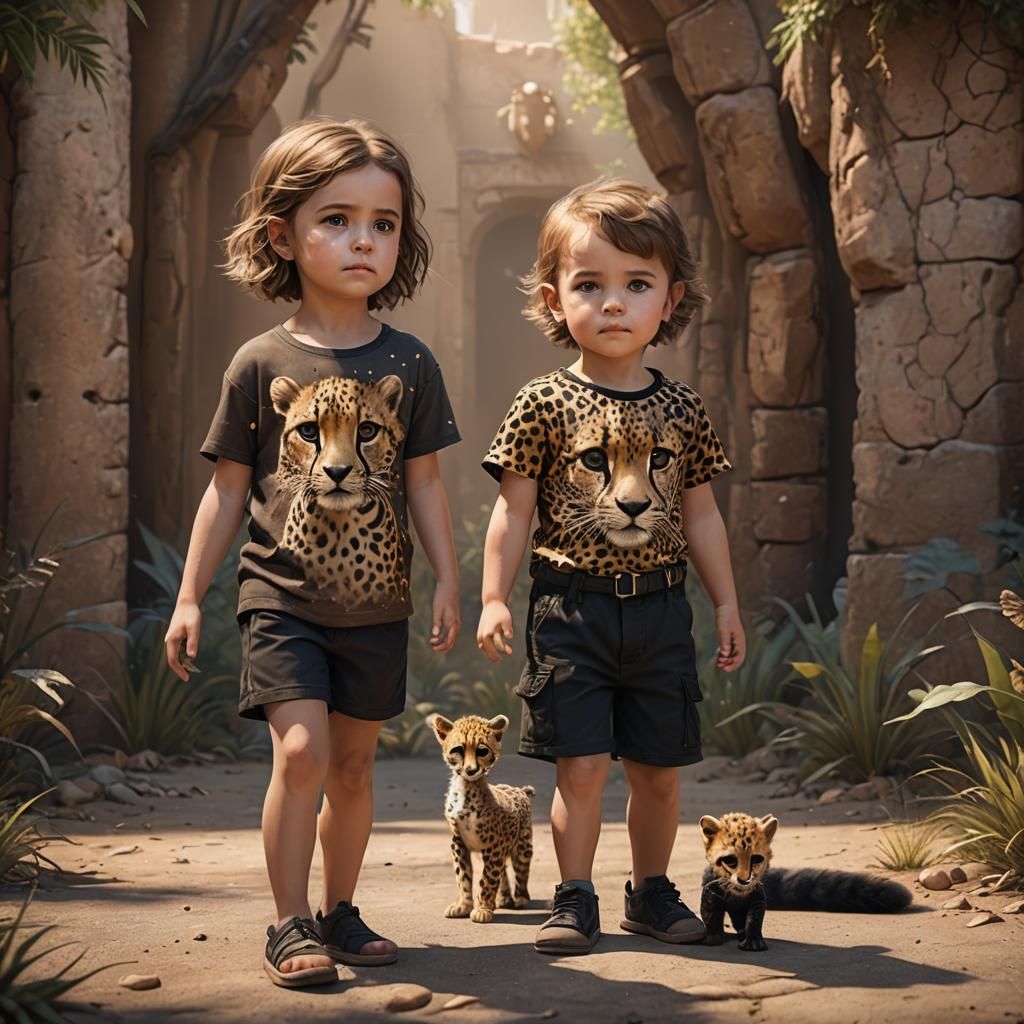 Girl and Cheetah: Detailed Matte Painting