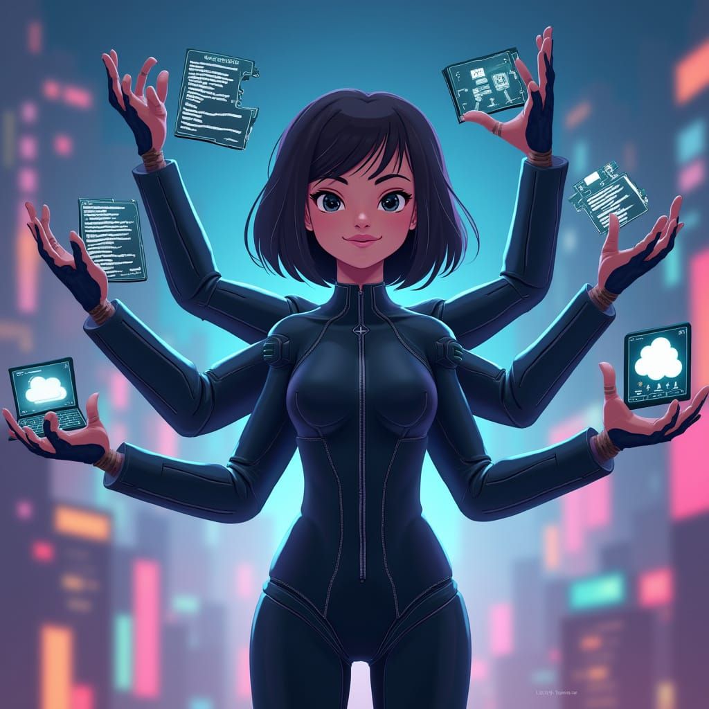 Digital Assistant Icon: Synergizing Human Touch with Futuris...