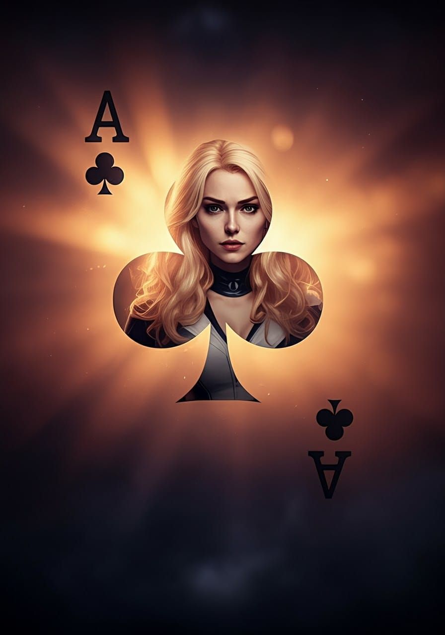 Emma Frost Portrait Inside Ace of Clubs Card