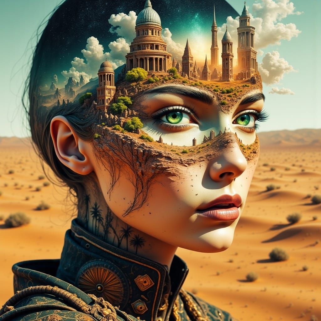 Martian Girl Portrait in Surreal Fantasy Style