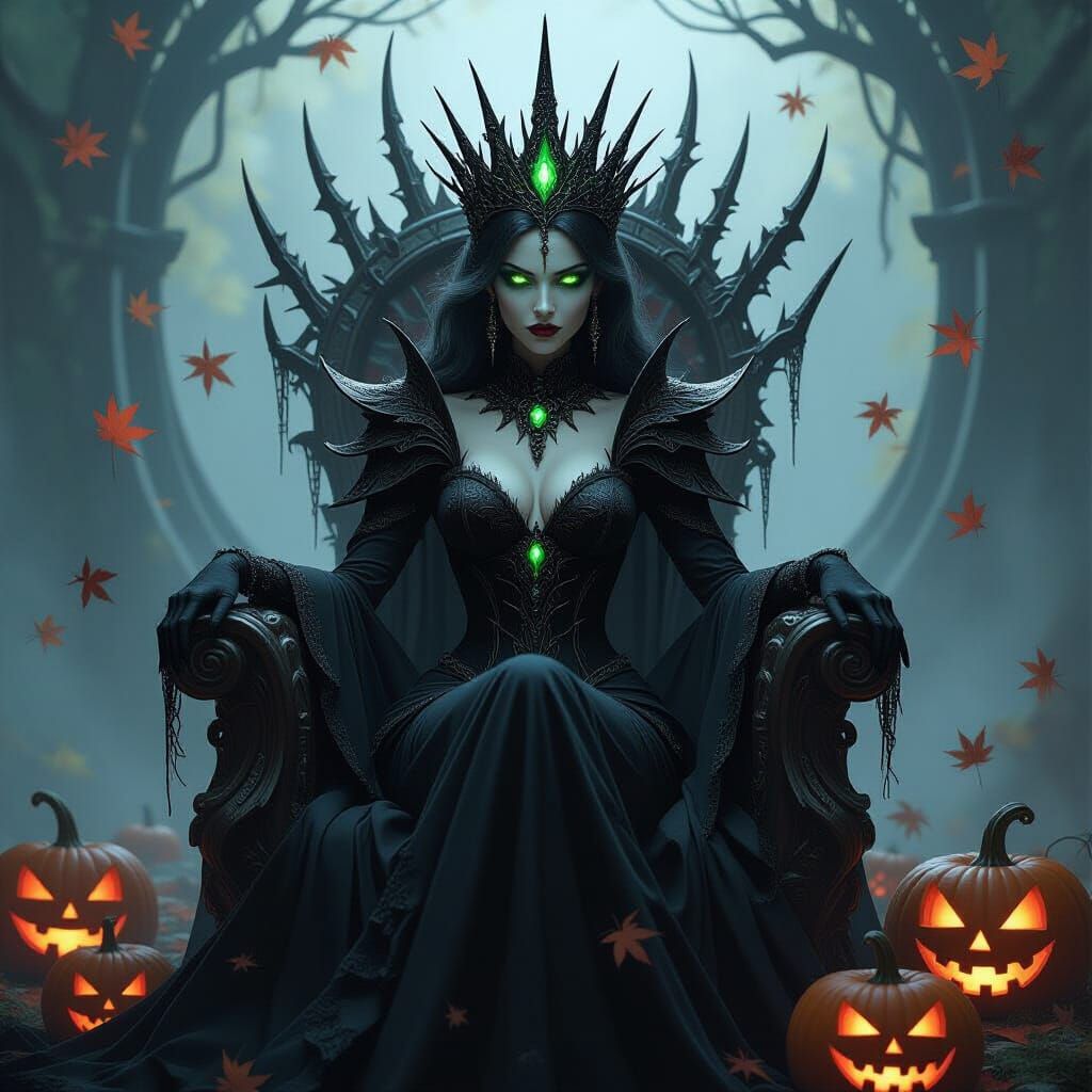 Regal Gothic Queen on Thorns Throne