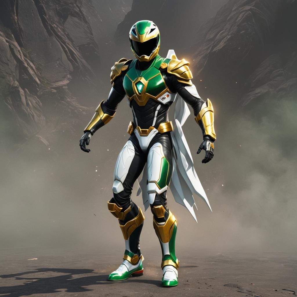 Epic 3D Space Ranger in White, Green and Gold