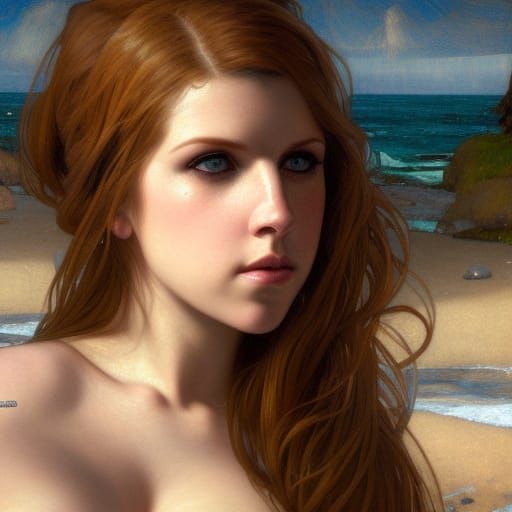 Mermaid Portrait in Pre-Raphaelite Style
