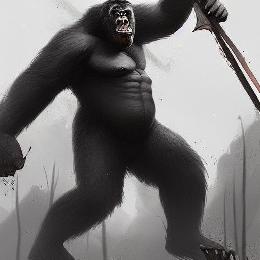 King Kong with Axe: Sinister Fantasy Art