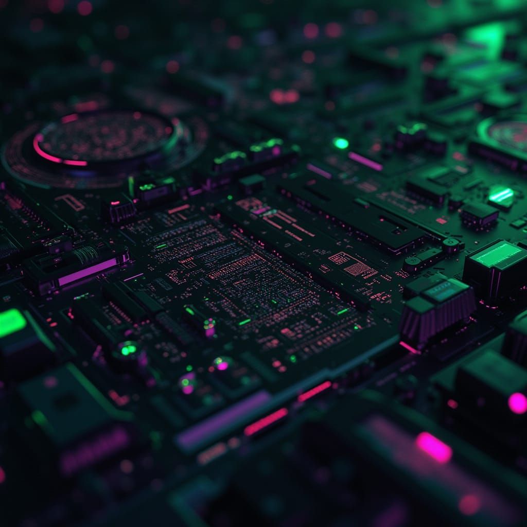 Futuristic Glitch Interface in Cyberpunk Style