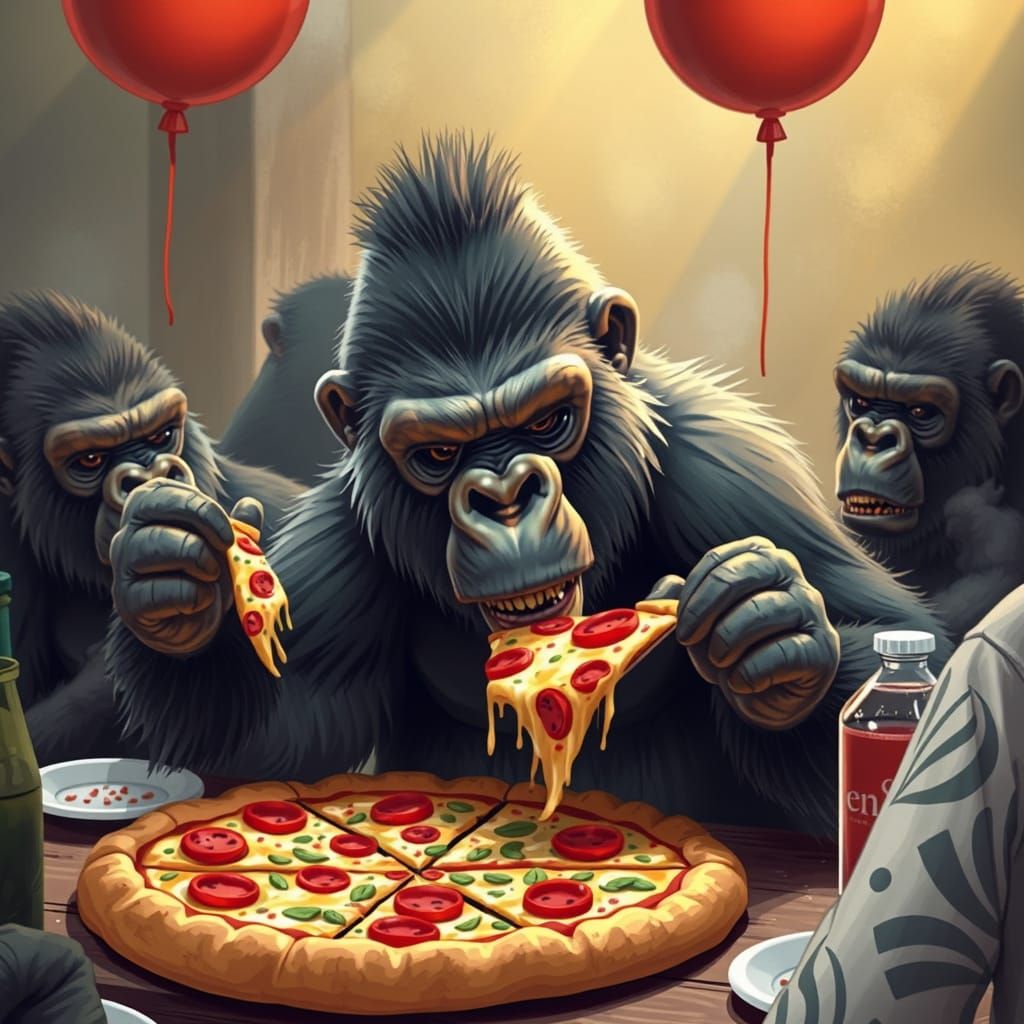 Gorilla pizza party