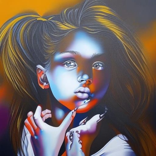Graffiti Art: Little Girl in Spray Paint Style