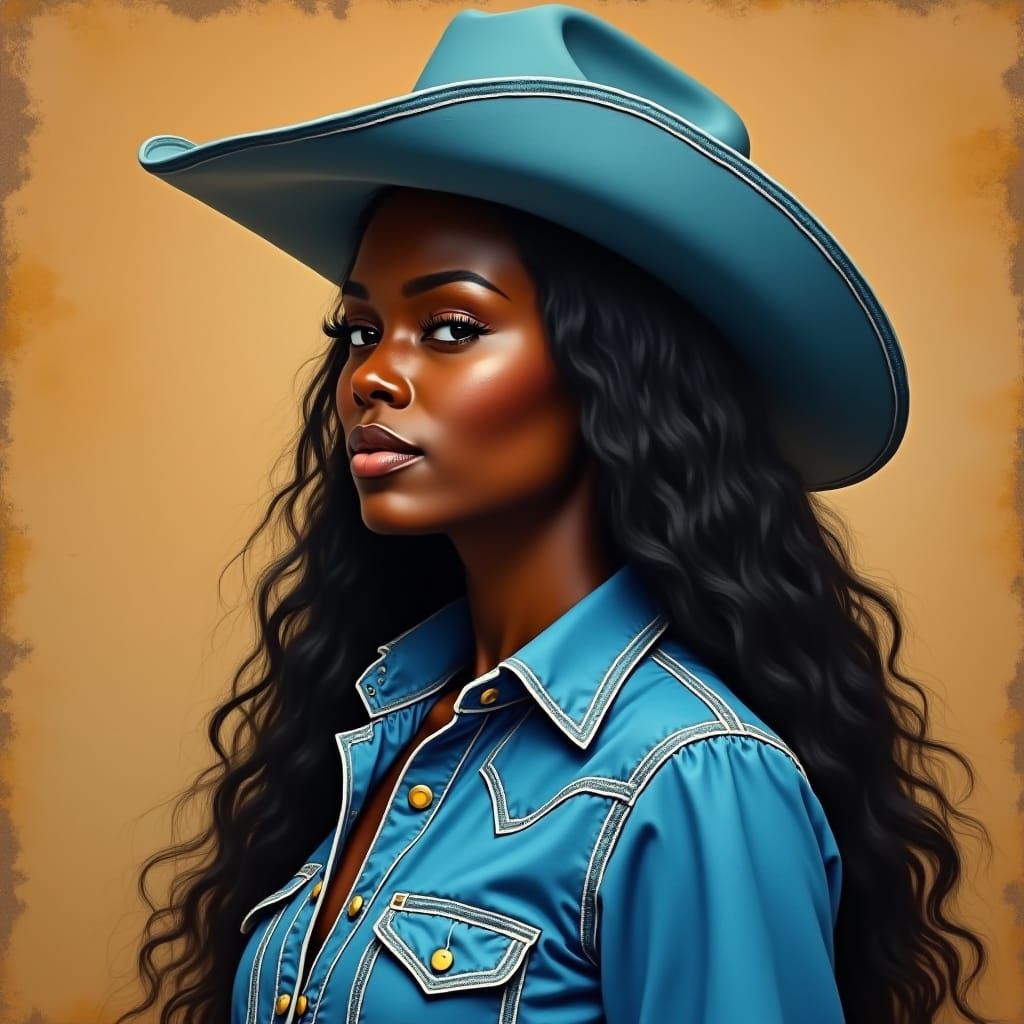 Regal Woman in Western Wear: Contemporary Portrait