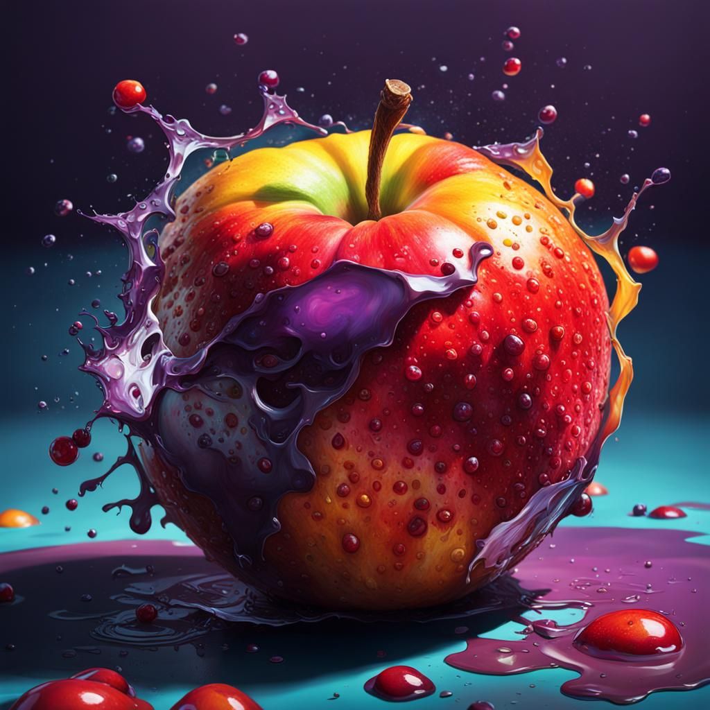 Hyperrealistic Bruised Fruit in Splash Art Style
