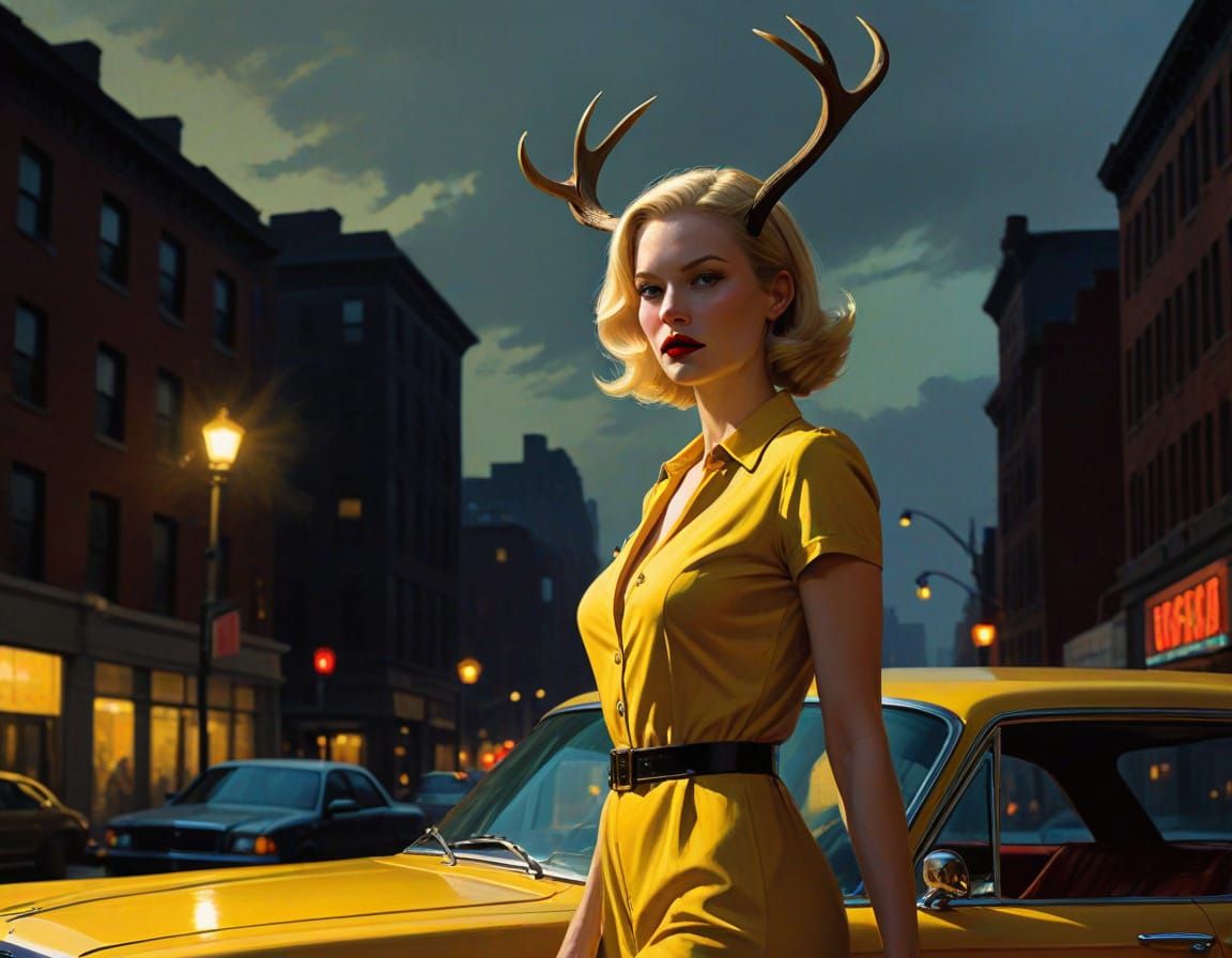 Femme Fatale in Noir Sunset