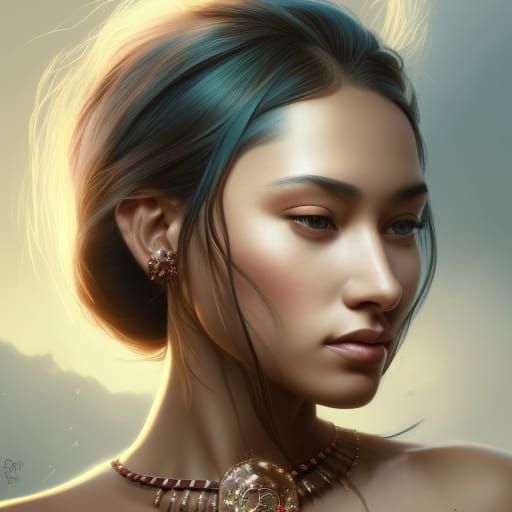 Navajo Beauty Portrait in Hyperdetailed Style