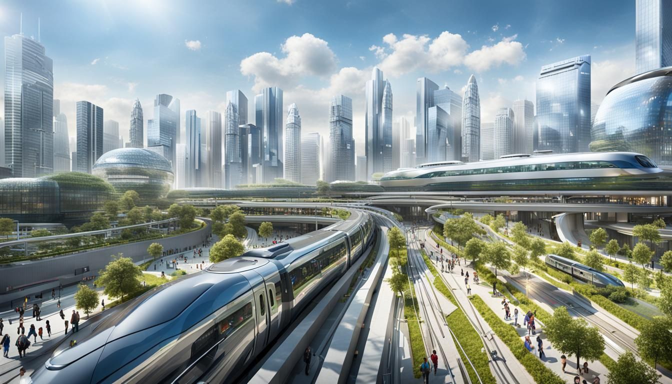 Futuristic Cityscape with SRT Train: Architectural Photograp...