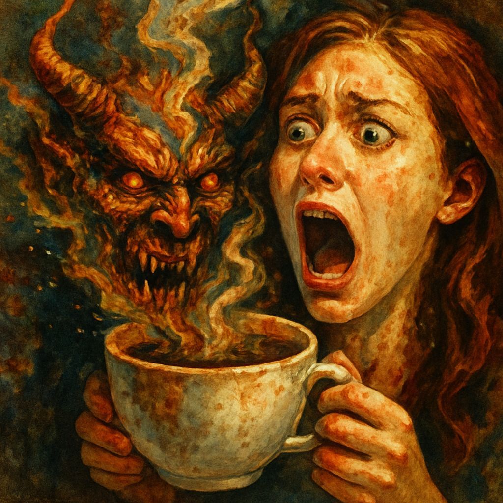Terrifying Demon Emerges From Coffee Cup